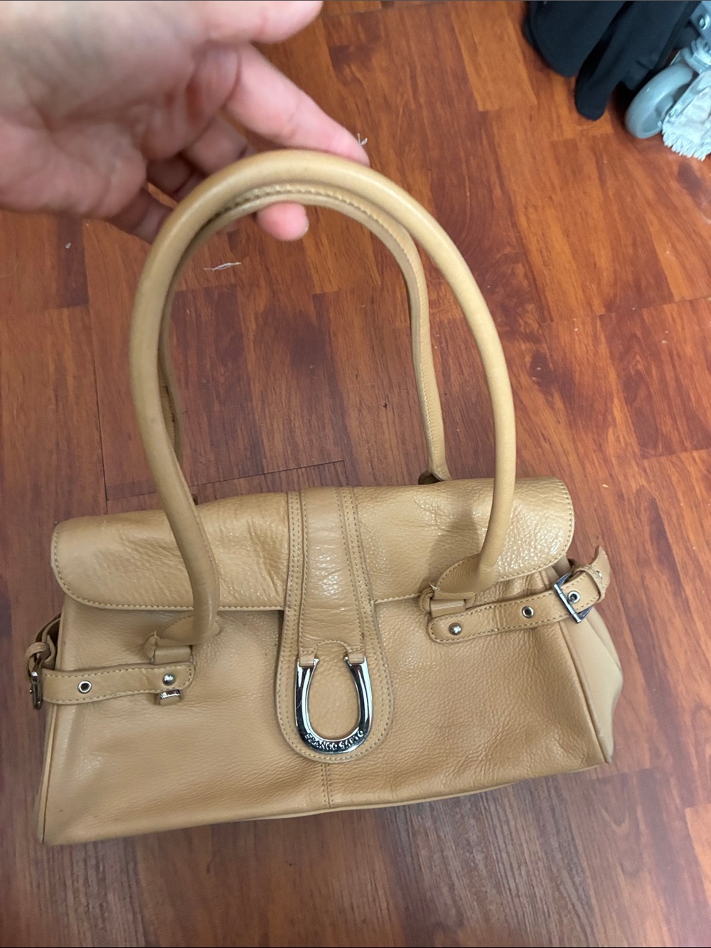 Franco Sarto Tan Leather Shoulder Bag with Silver Hardware